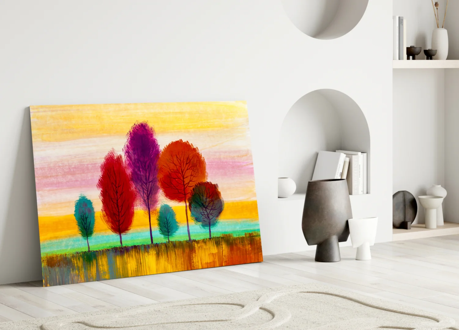 Colorful Trees Glass Wall Art - Image 3