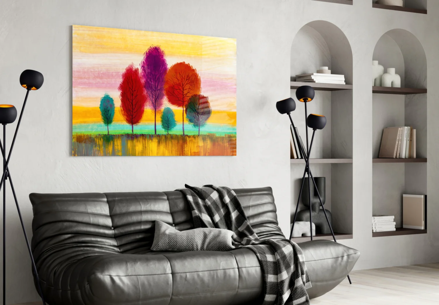 Colorful Trees Glass Wall Art - Image 4
