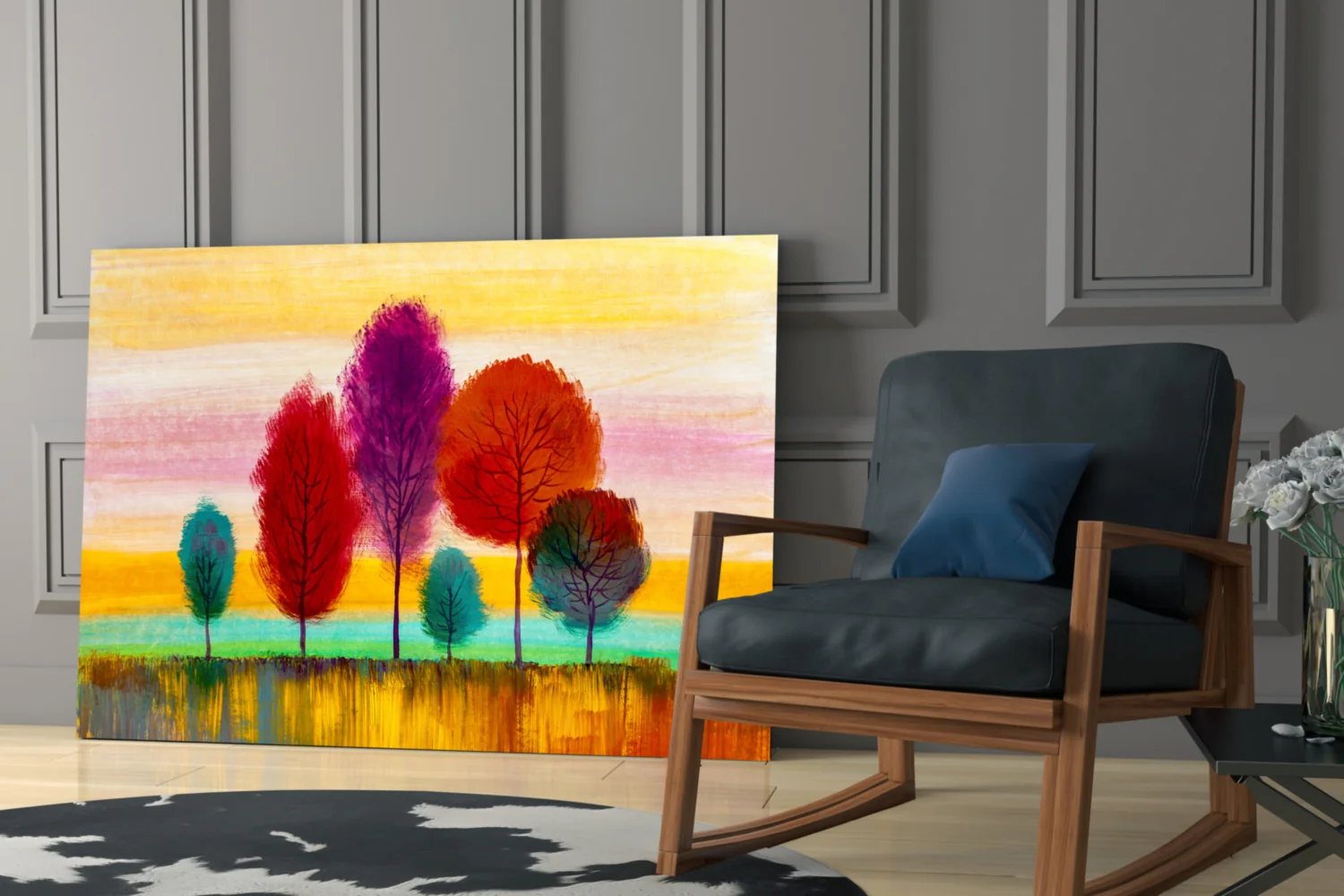Colorful Trees Glass Wall Art - Image 6