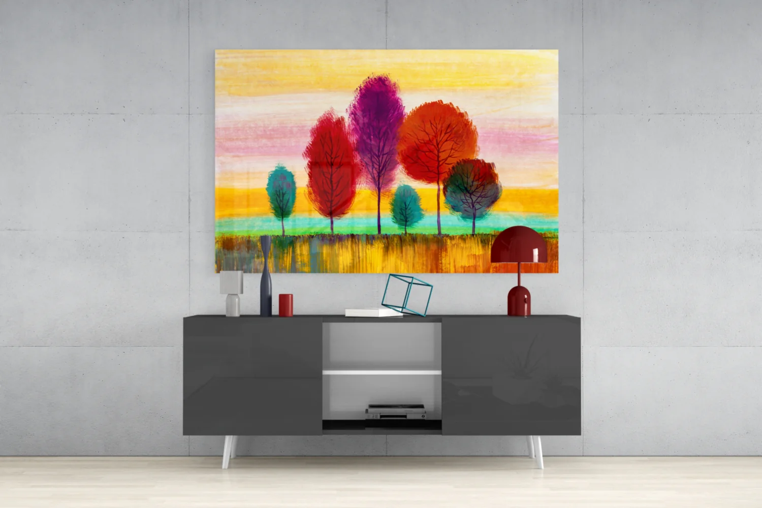 Colorful Trees Glass Wall Art - Image 8