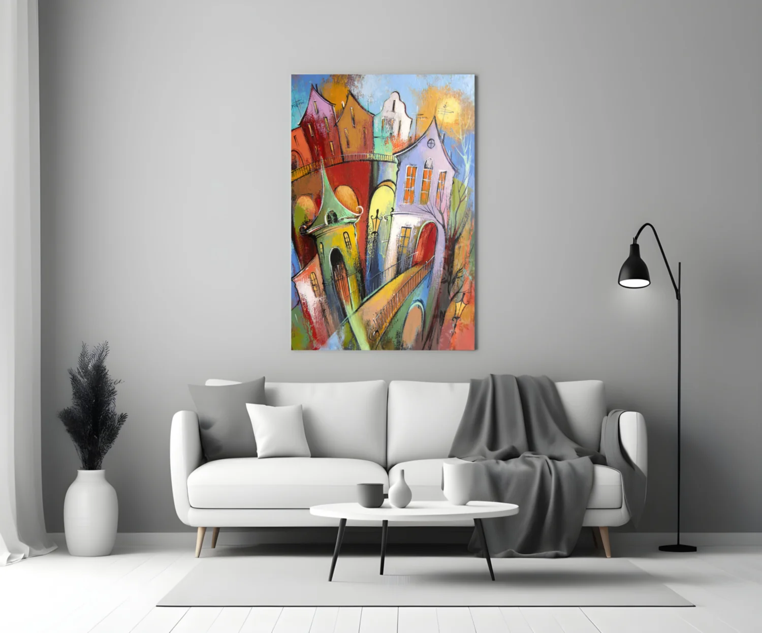 Colorful Houses Glass Wall Art - Image 3