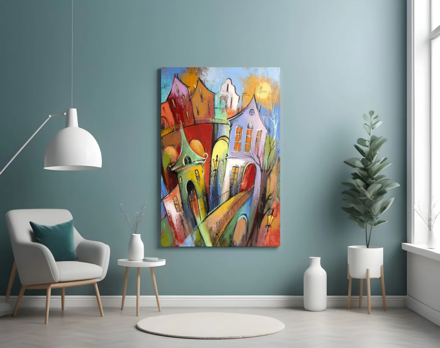 Colorful Houses Glass Wall Art - Image 4