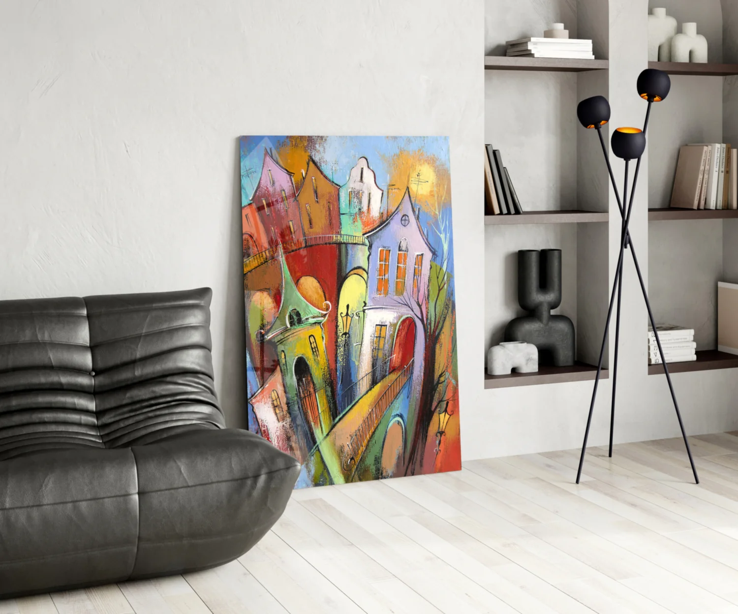 Colorful Houses Glass Wall Art - Image 5