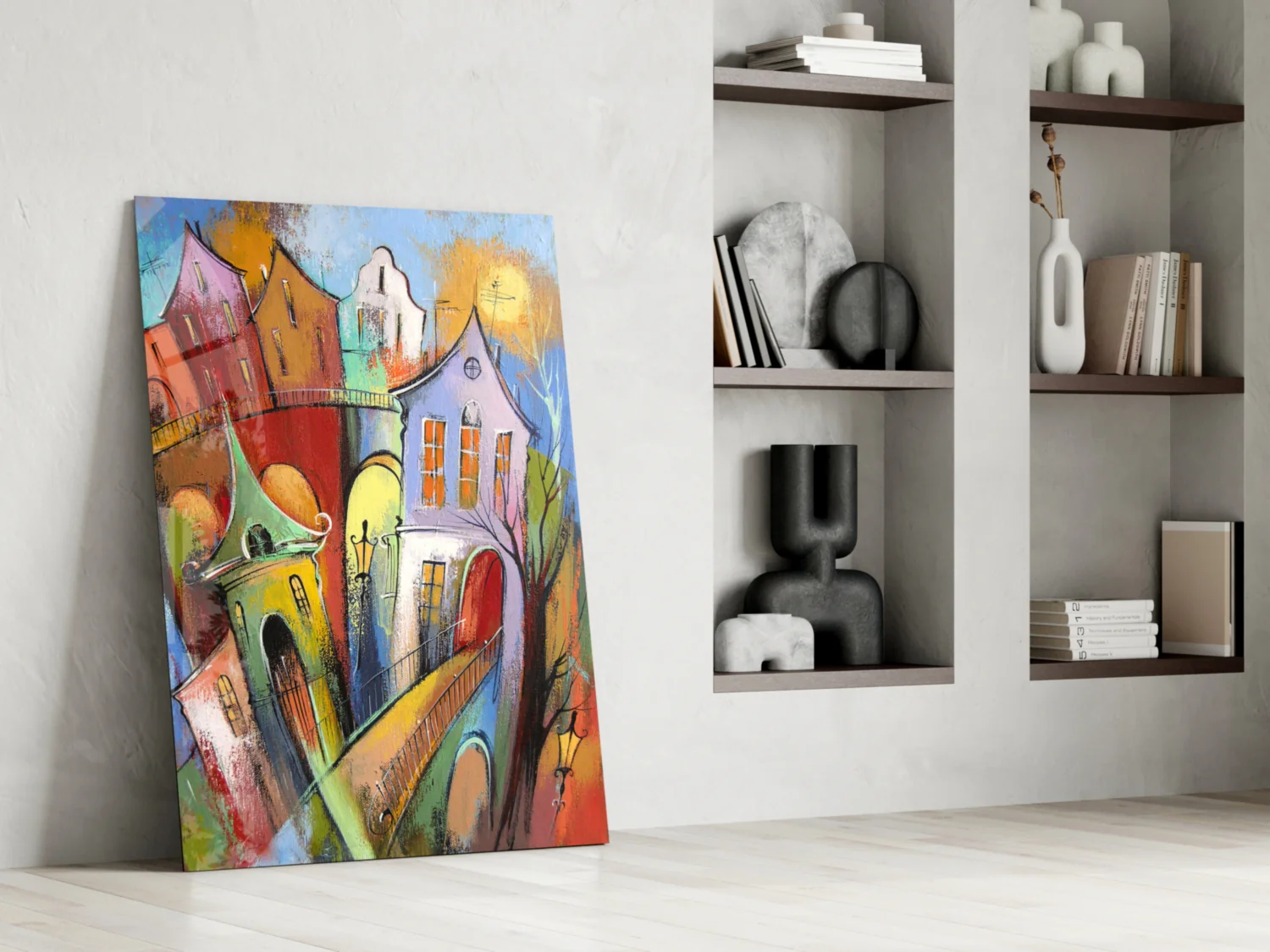 Colorful Houses Glass Wall Art - Image 6