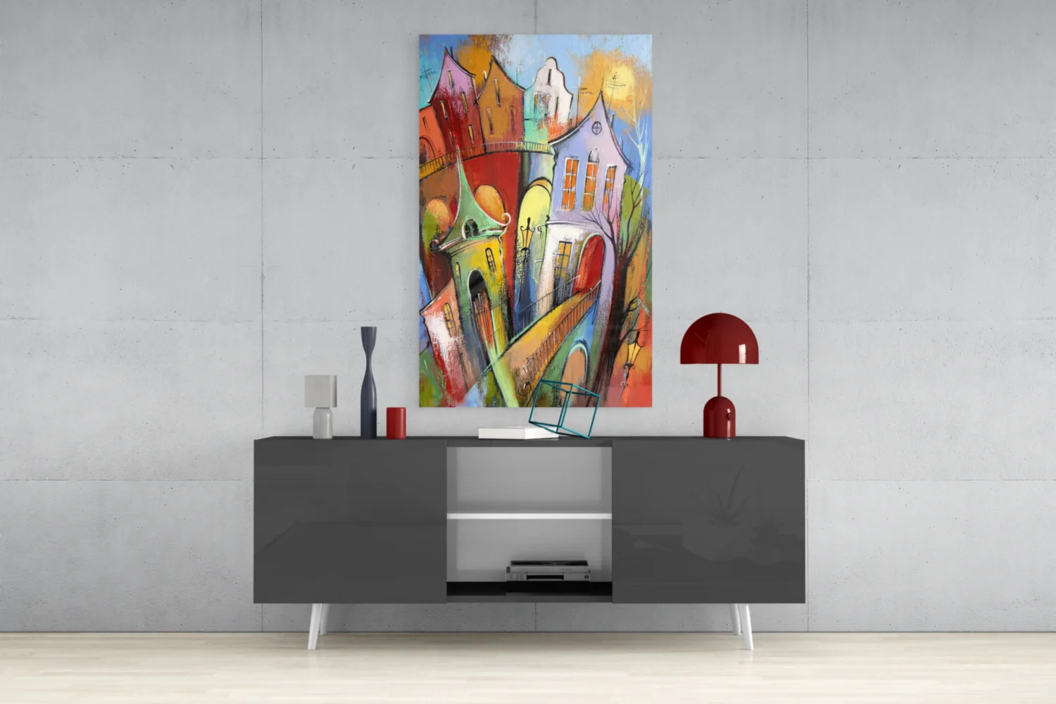 Colorful Houses Glass Wall Art - Image 8