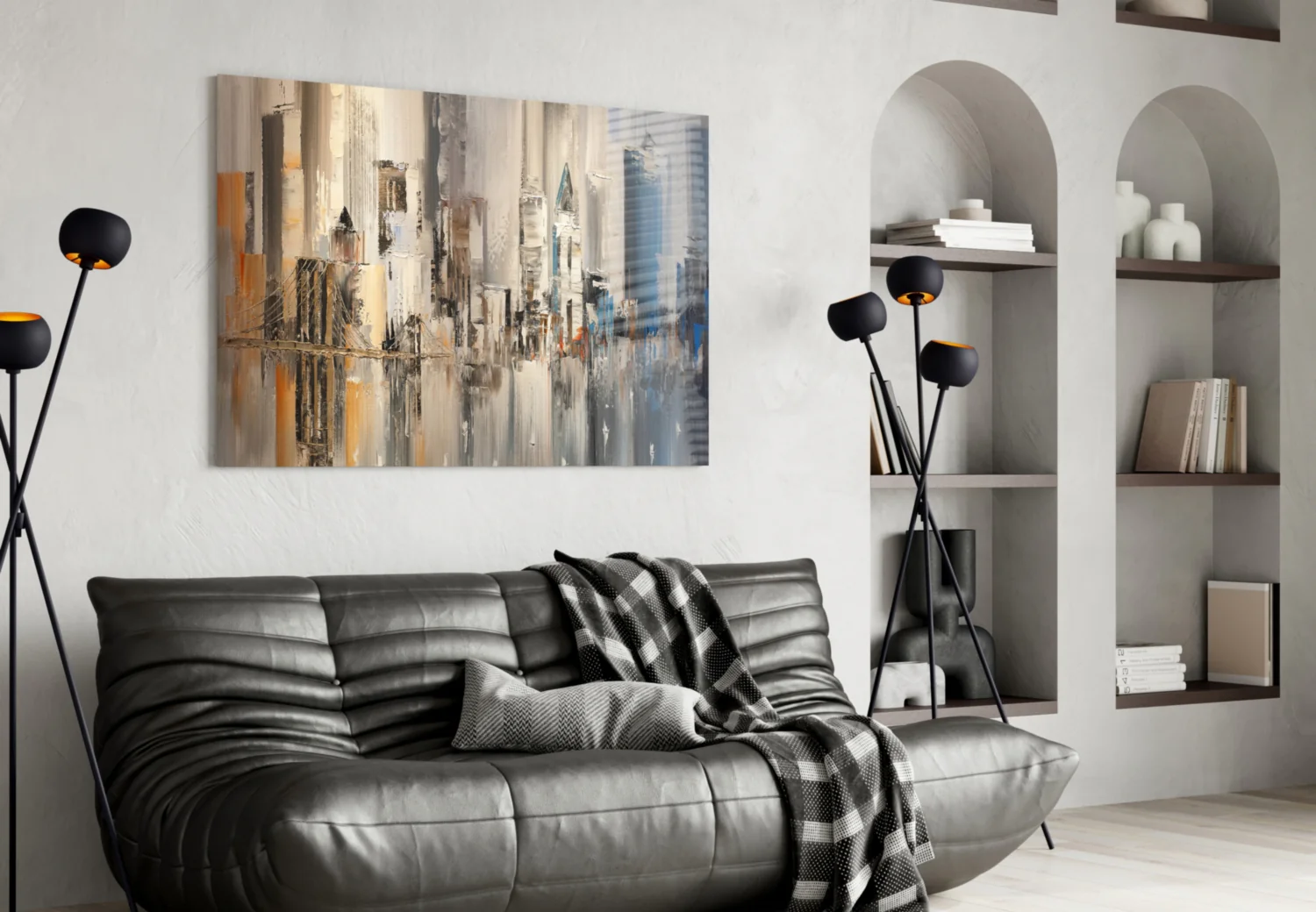 Abstract City Glass Wall Art - Image 4