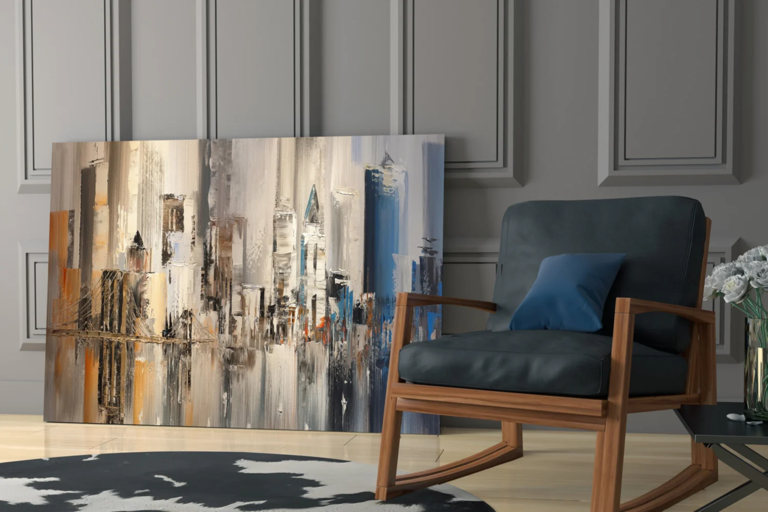 Abstract City Glass Wall Art - Image 6