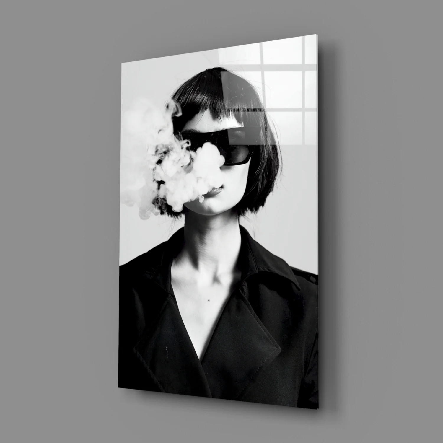 Black and White Woman Glass Wall Art - Image 2