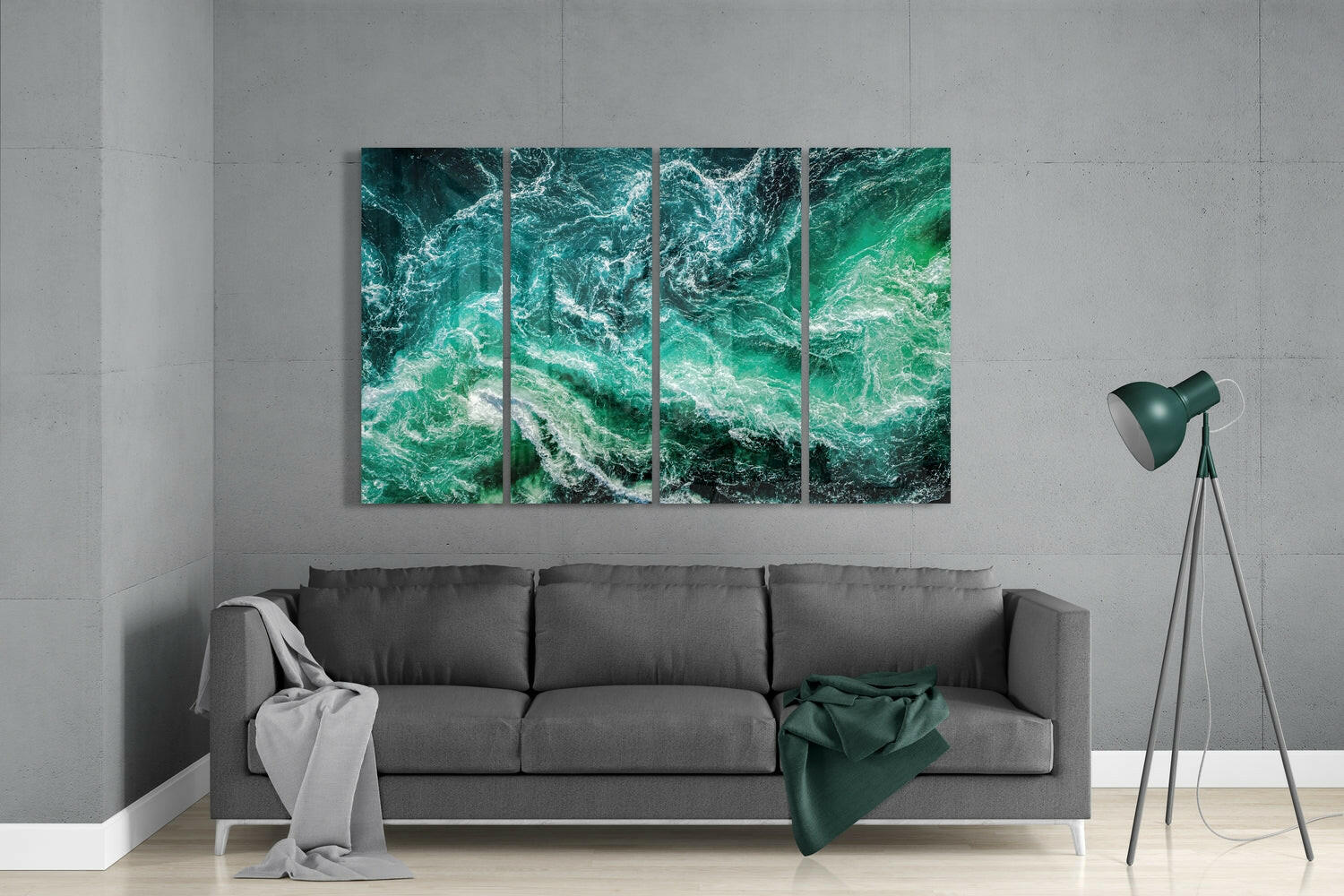 Waves 4 Pieces Mega Glass Wall Art (59"x36") - Image 3