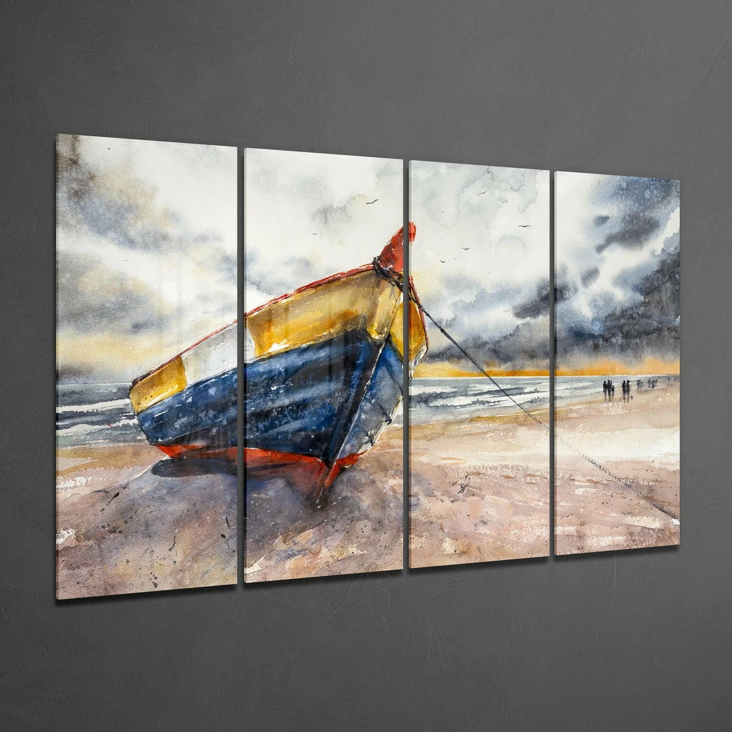 Abandoned Boat 4 Pieces Mega Glass Wall Art (59"x36") - Image 2