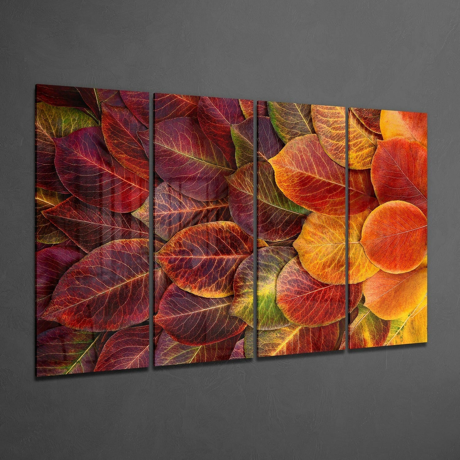 Autumn Leaves 4 Pieces Mega Glass Wall Art (59"x36") - Image 2