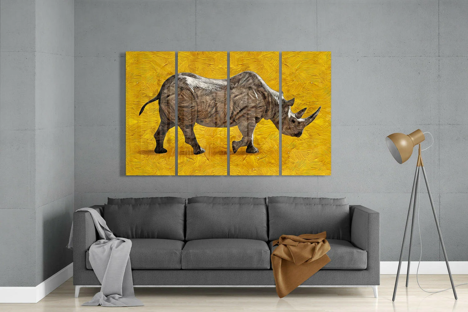 Rhino 4 Pieces Mega Glass Wall Art (59"x36") - Image 3