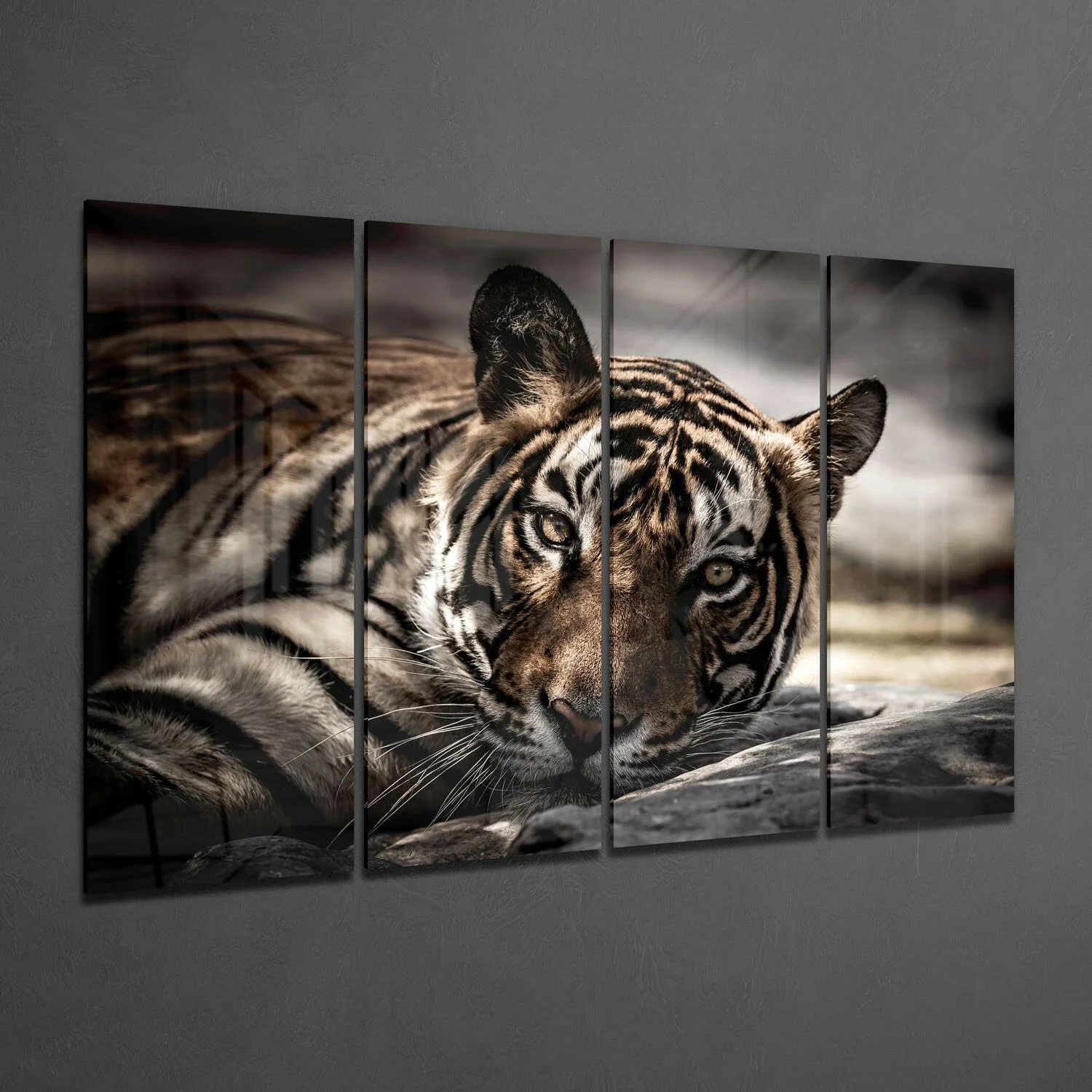 Tiger 4 Pieces Mega Glass Wall Art (59"x36") - Image 2
