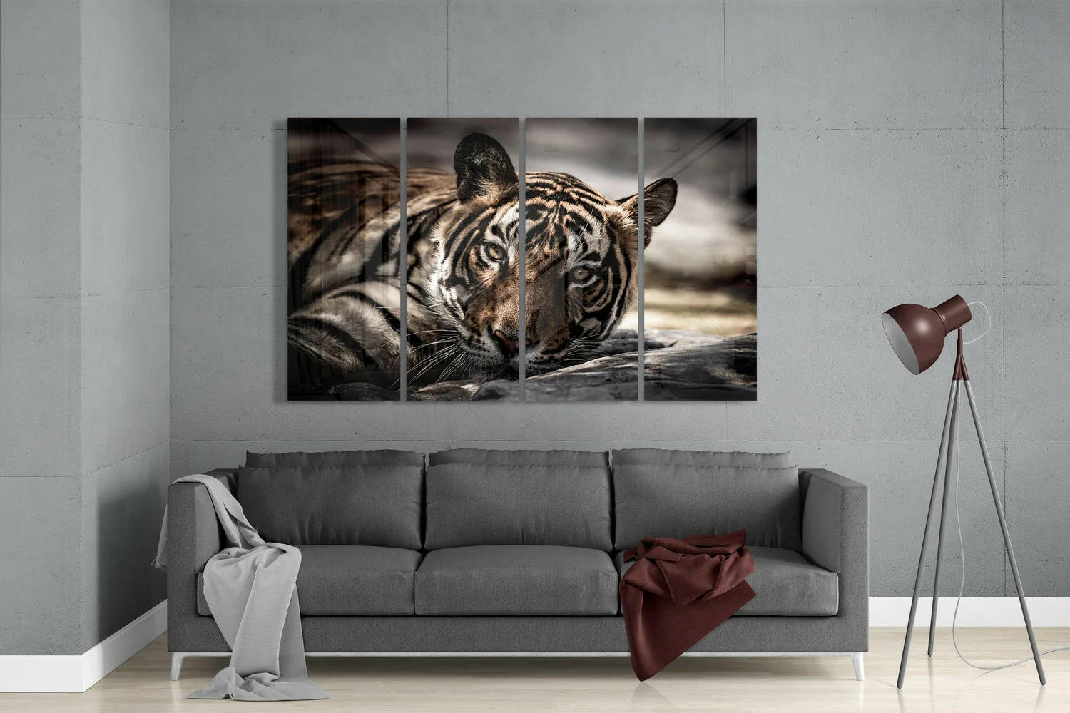 Tiger 4 Pieces Mega Glass Wall Art (59"x36") - Image 3