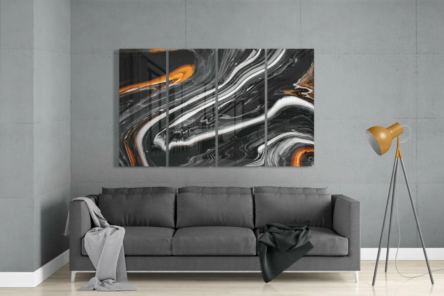 Marble Lava 4 Pieces Mega Glass Wall Art (59"x36") - Image 3