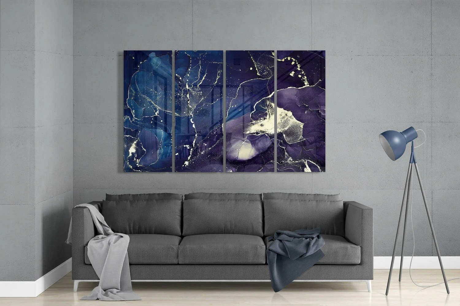 Marble 4 Pieces Mega Glass Wall Art (59"x36") - Image 3