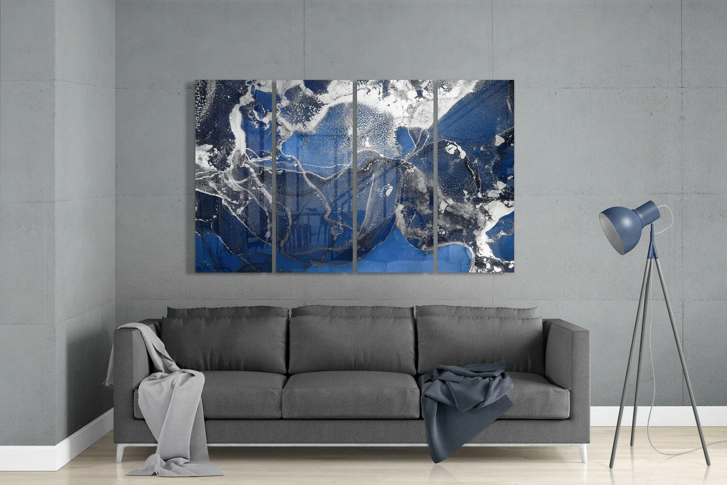 Marble 4 Pieces Mega Glass Wall Art (59"x36") - Image 3