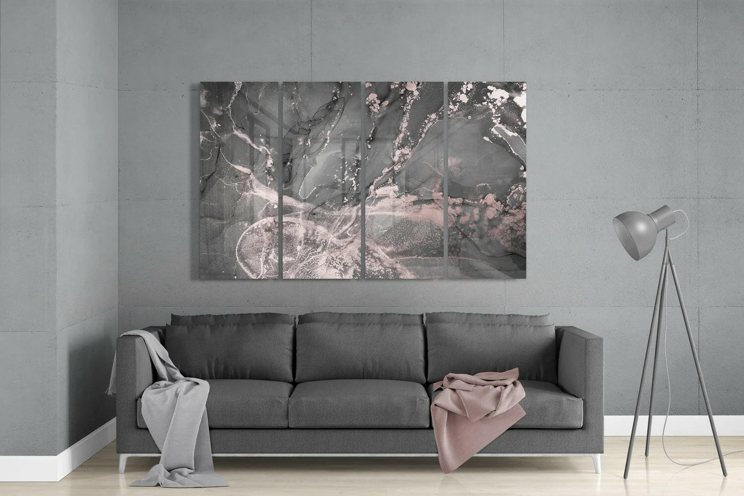 Marble 4 Pieces Mega Glass Wall Art (59"x36") - Image 3