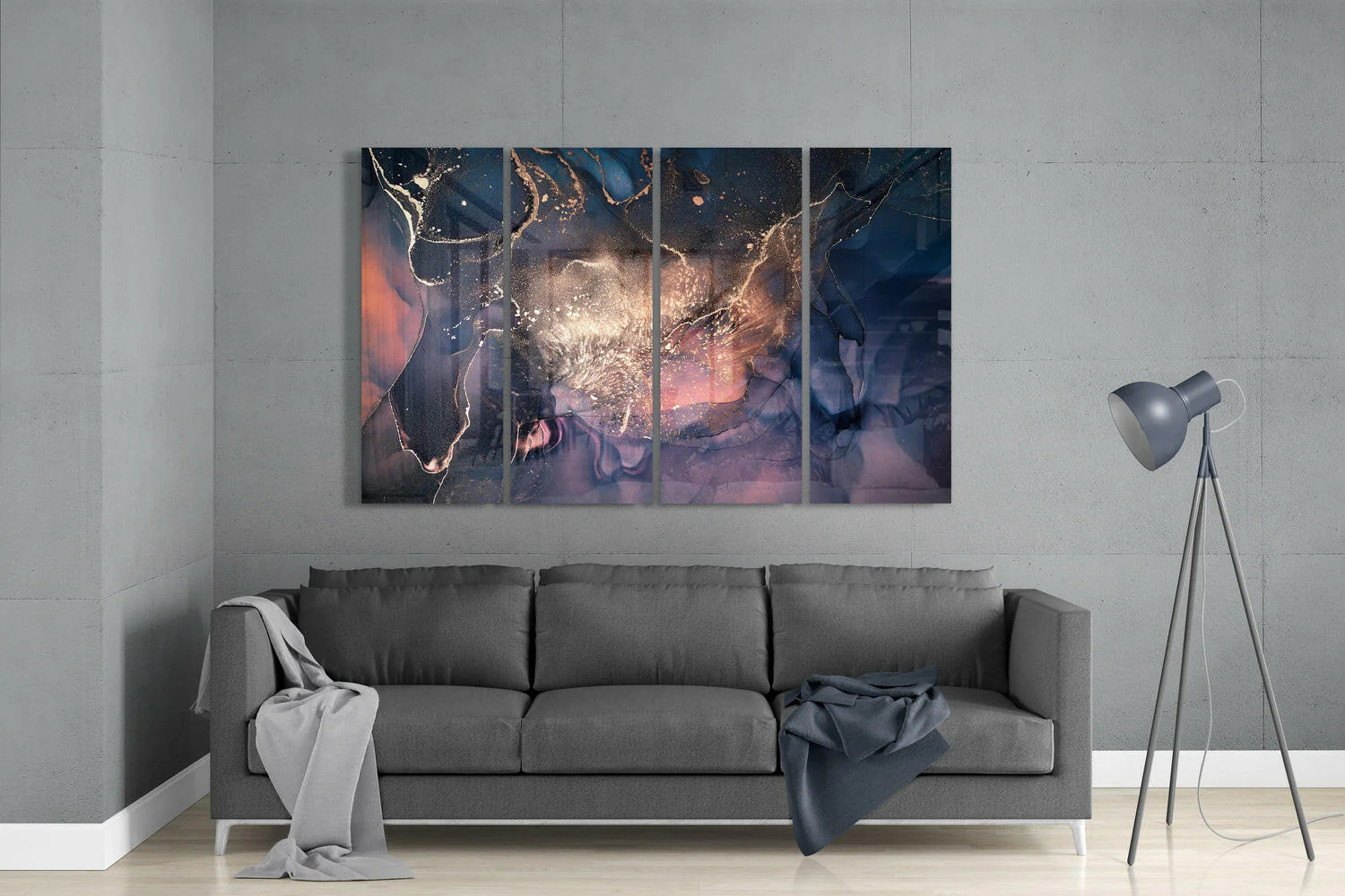 Marble 4 Pieces Mega Glass Wall Art (59"x36") - Image 3