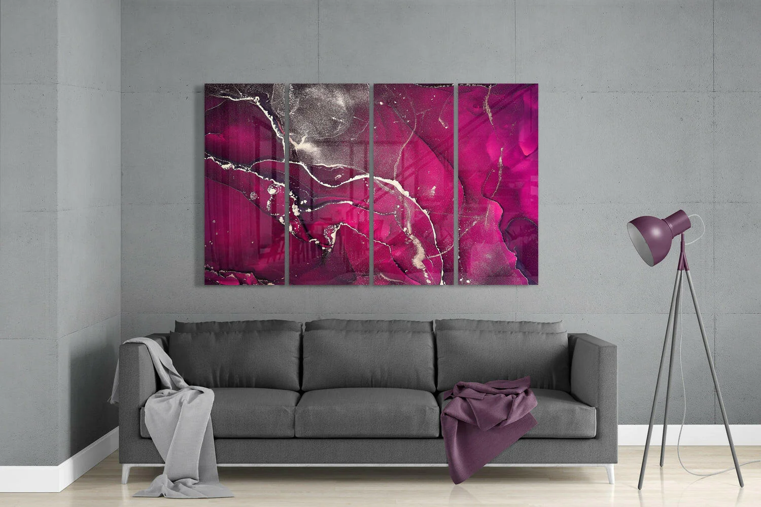 Marble 4 Pieces Mega Glass Wall Art (59"x36") - Image 3
