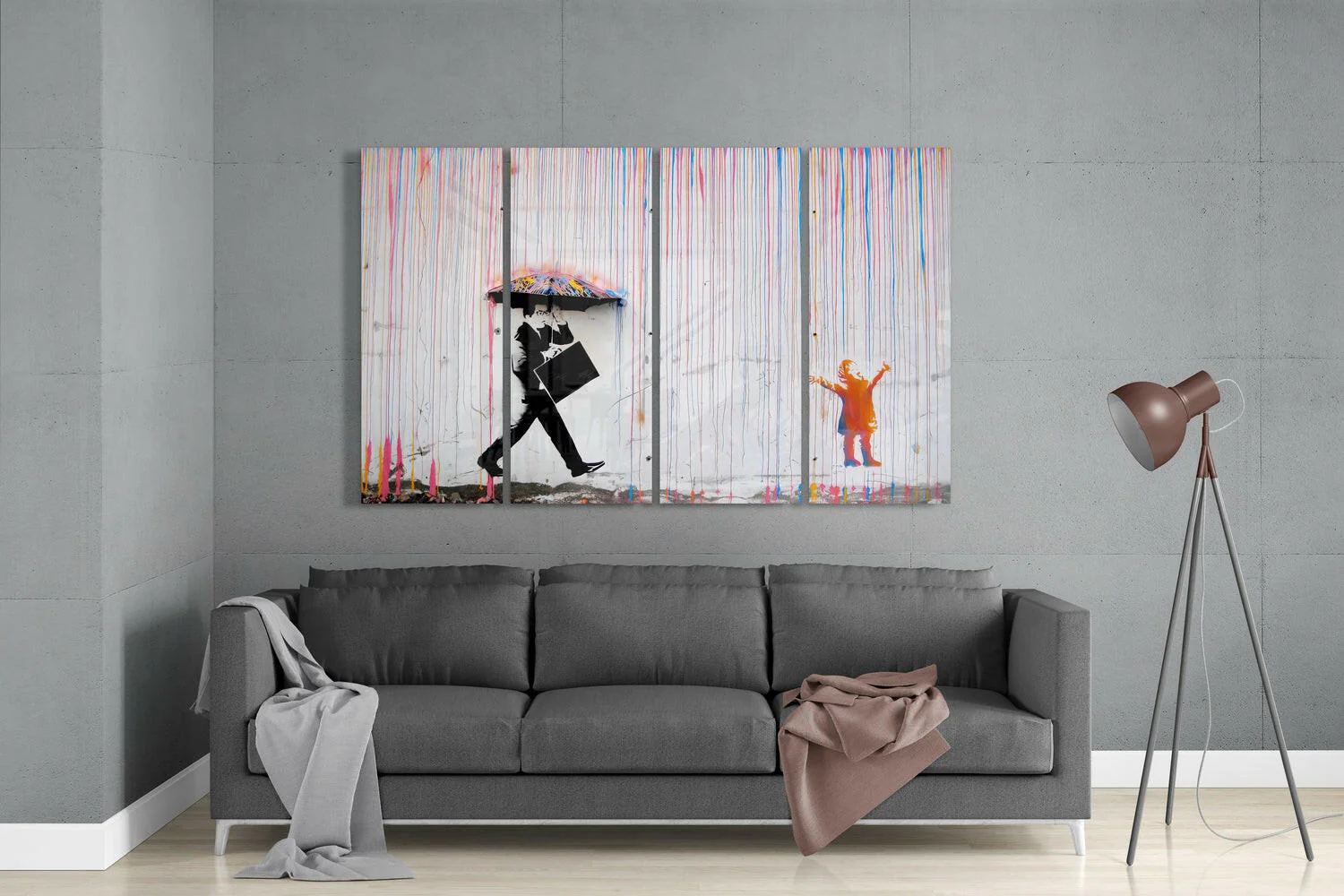 Banksy 4 Pieces Mega Glass Wall Art (59"x36") - Image 3