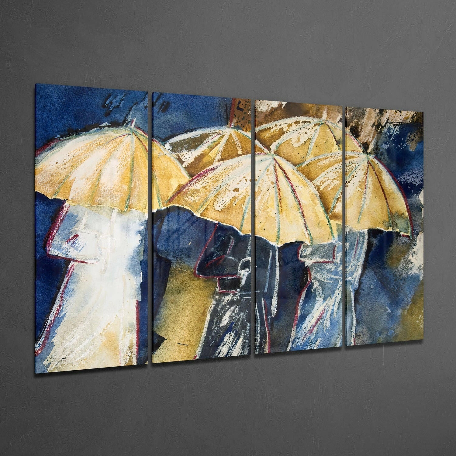 Umbrellas 4 Pieces Mega Glass Wall Art (59"x36") - Image 2