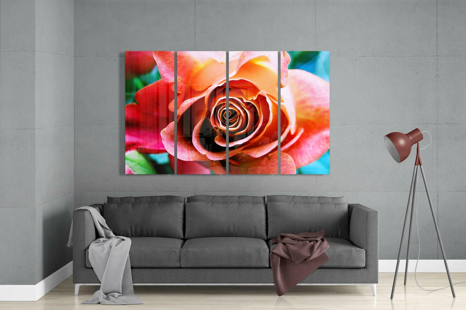 Rose 4 Pieces Mega Glass Wall Art (59"x36") - Image 3