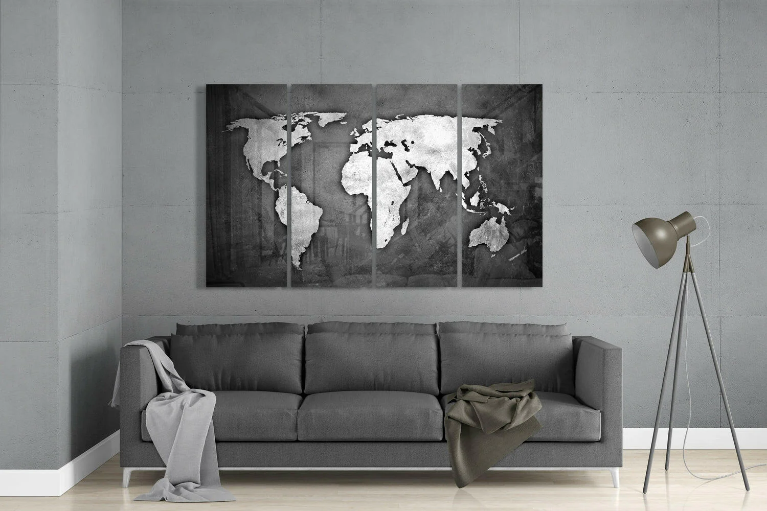 World Map 4 Pieces Mega Glass Wall Art (59"x36") - Image 3
