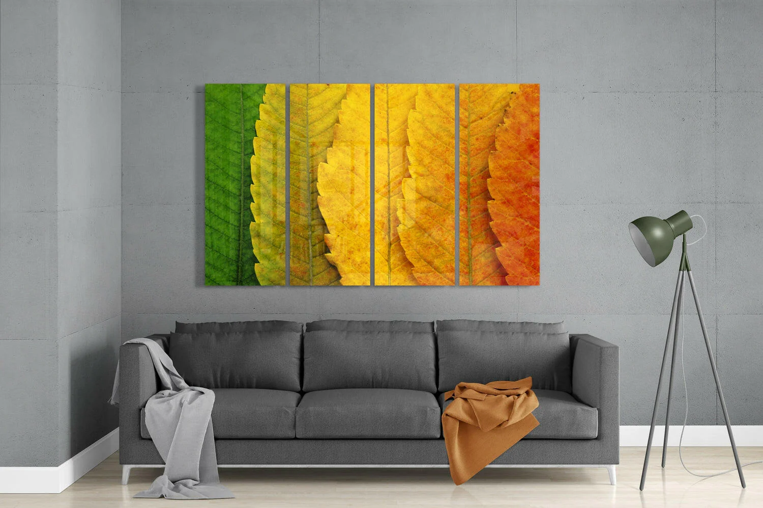 Autumn Leaves 4 Pieces Mega Glass Wall Art (59"x36") - Image 3