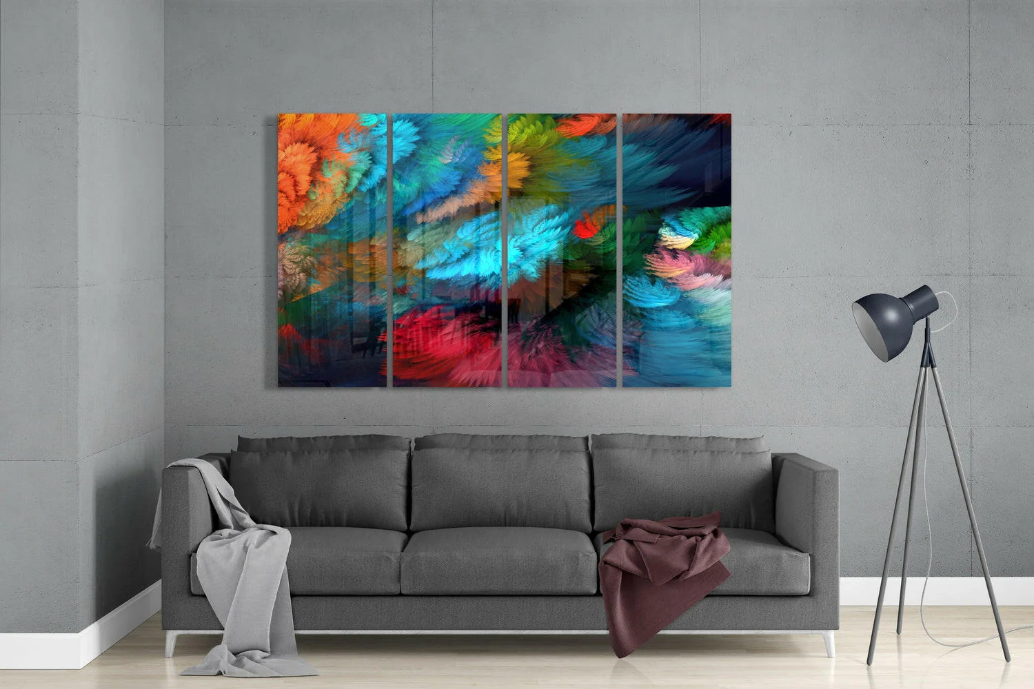 Colorful Touches 4 Pieces Mega Glass Wall Art (59"x36") - Image 3