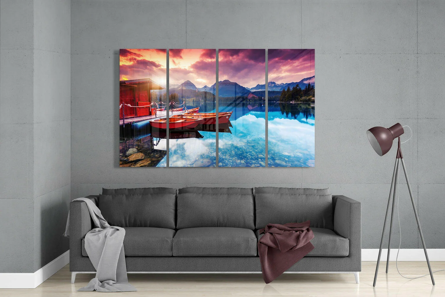 Sunset 4 Pieces Mega Glass Wall Art (59"x36") - Image 3