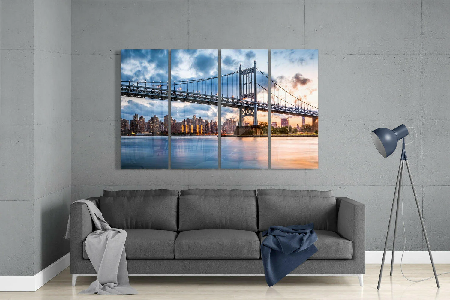 Sunset in Manhattan 4 Pieces Mega Glass Wall Art (59"x36") - Image 3