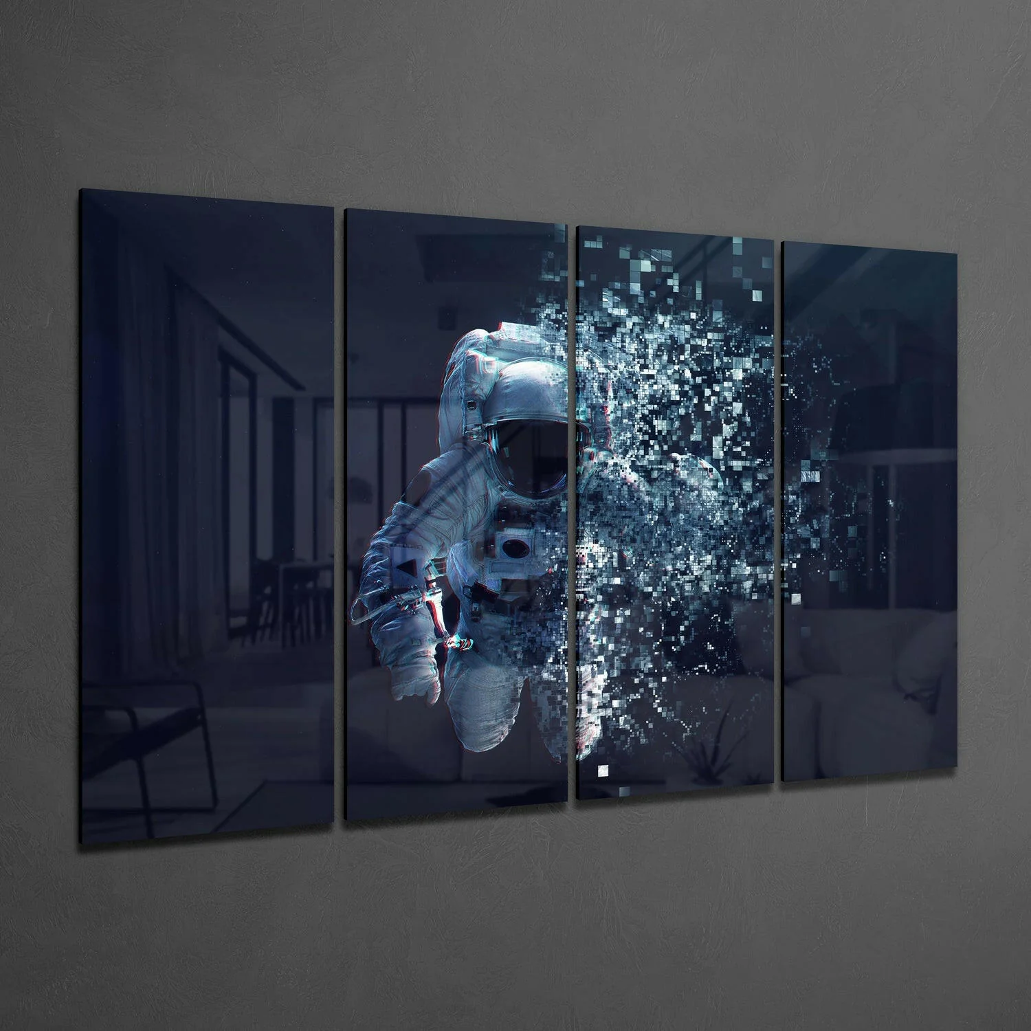 Astronaut  4 Pieces Mega Glass Wall Art (59"x36") - Image 2