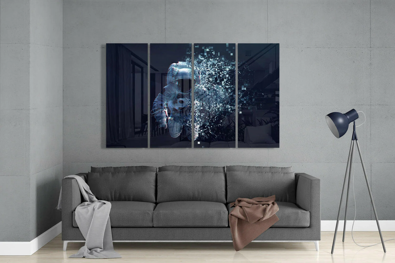 Astronaut  4 Pieces Mega Glass Wall Art (59"x36") - Image 3