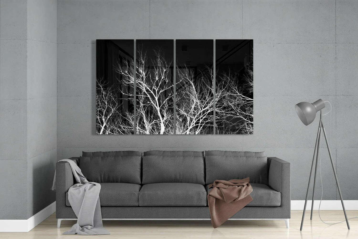 Night Trees 4 Pieces Mega Glass Wall Art (59"x36") - Image 3