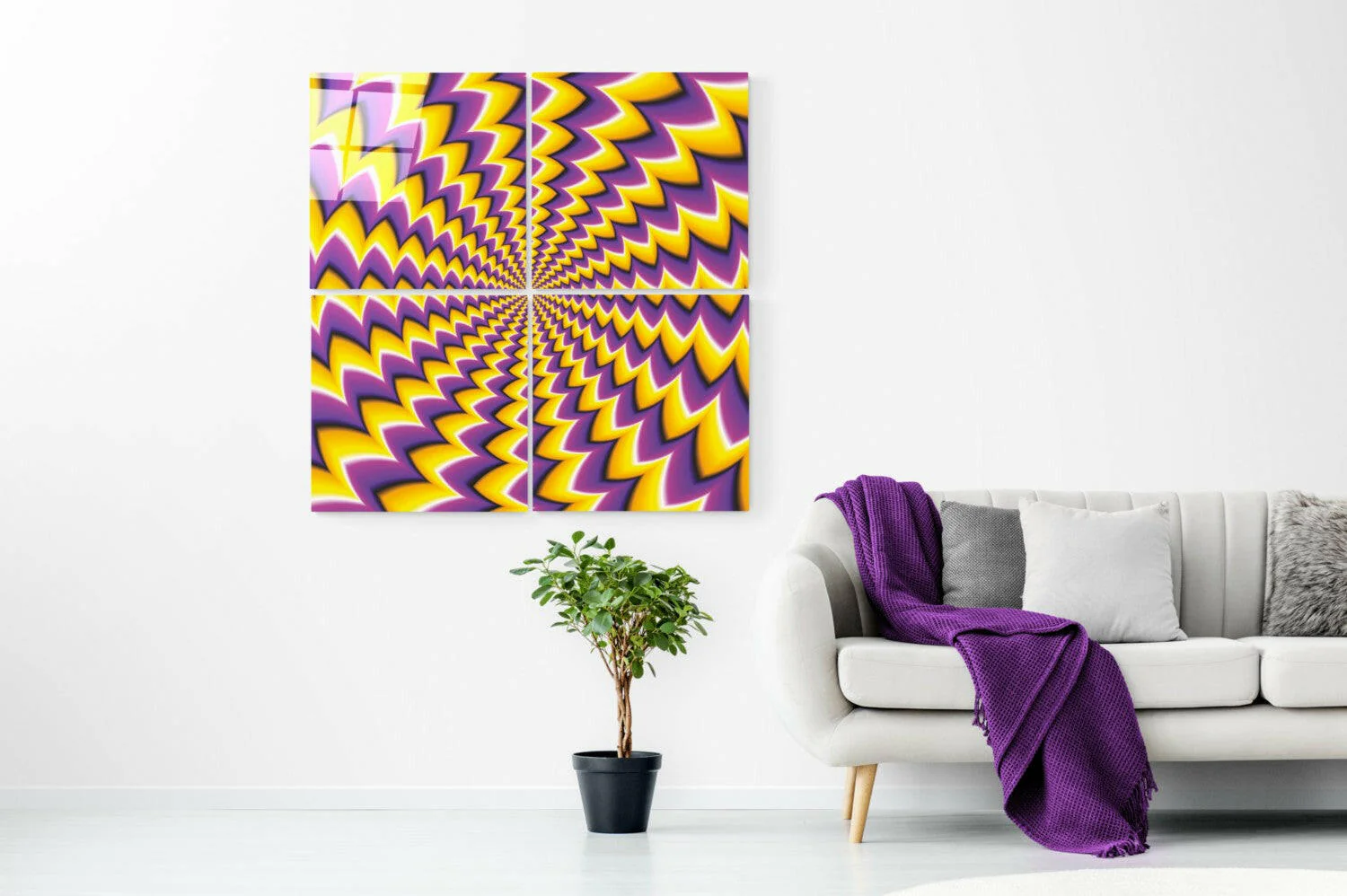 Yellow Illusion Quadro Glass Wall Art - Image 2