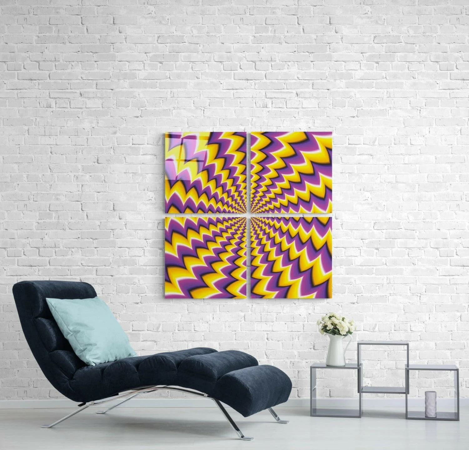 Yellow Illusion Quadro Glass Wall Art - Image 3