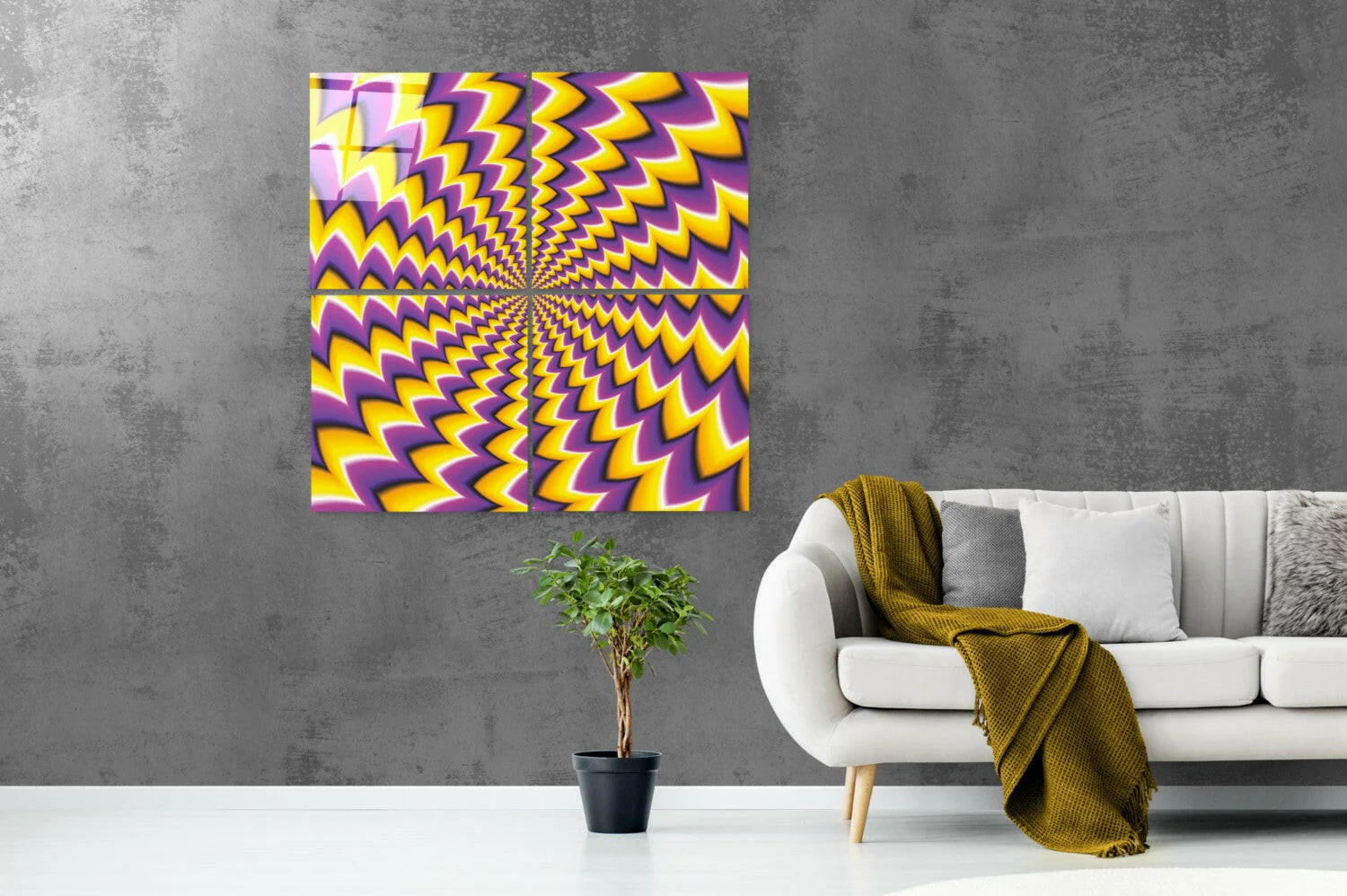 Yellow Illusion Quadro Glass Wall Art - Image 4