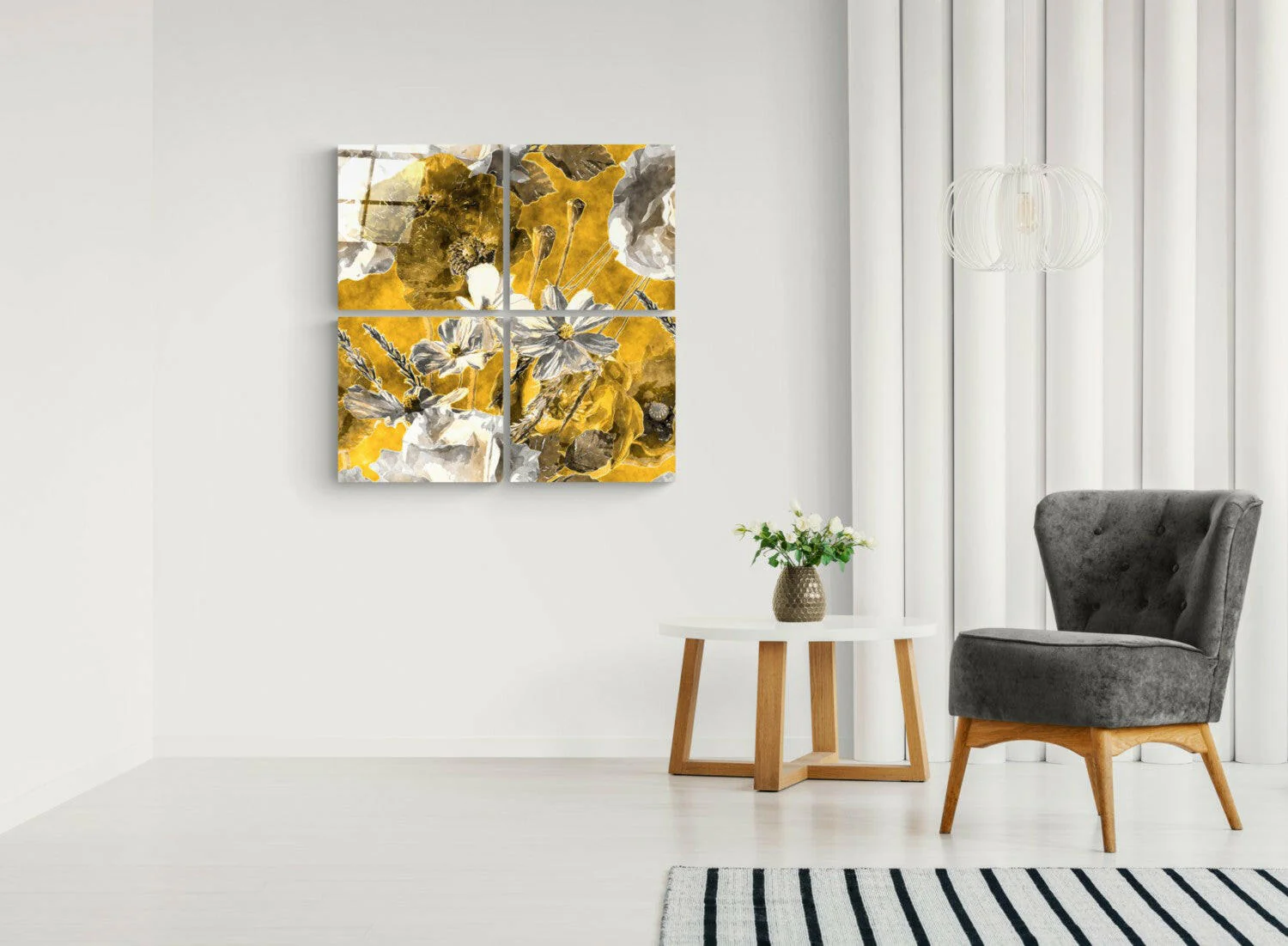 Autumn Flowers Quadro Glass Wall Art - Image 4