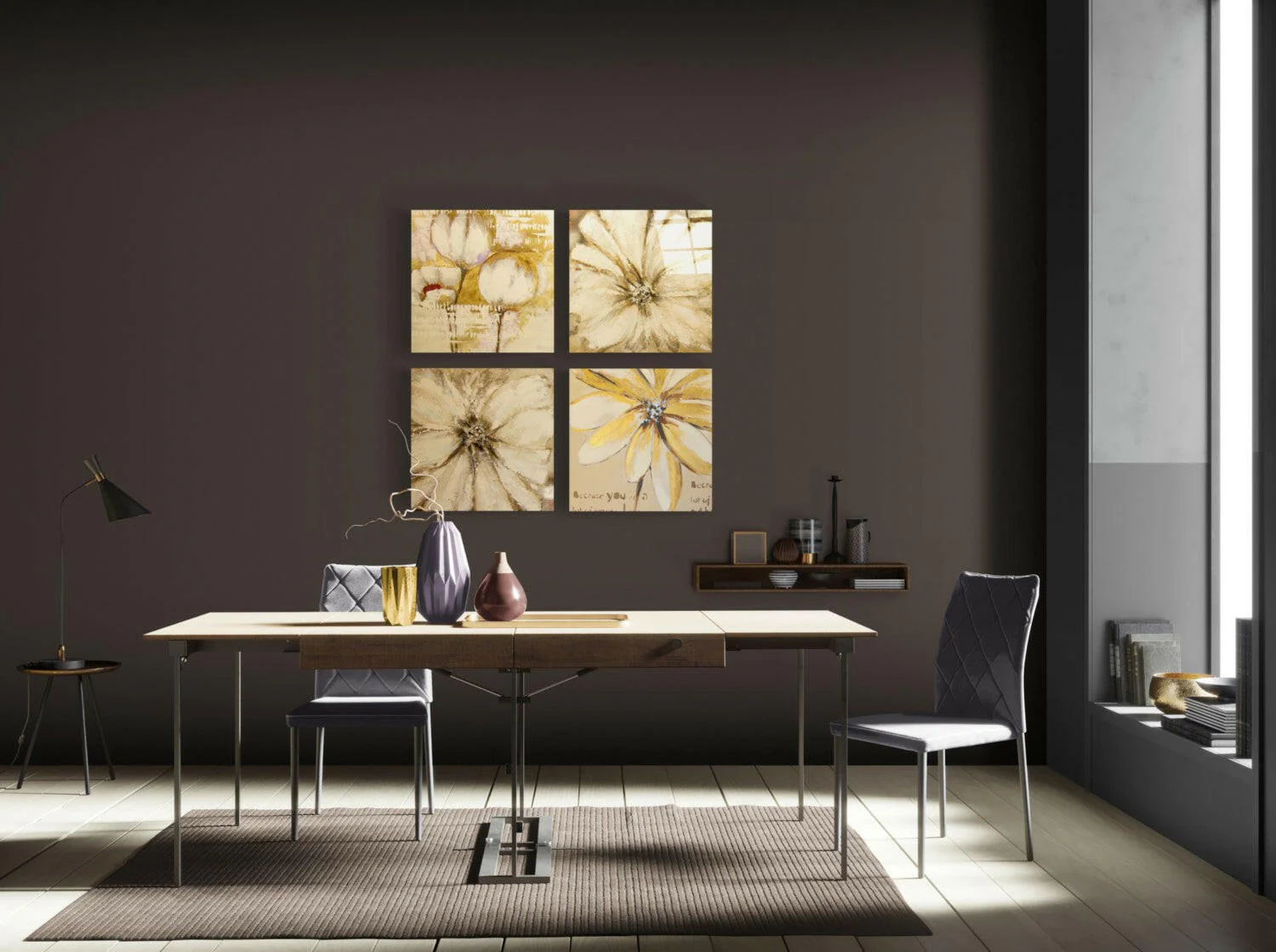 Yellow Flower Quadro Glass Wall Art - Image 4
