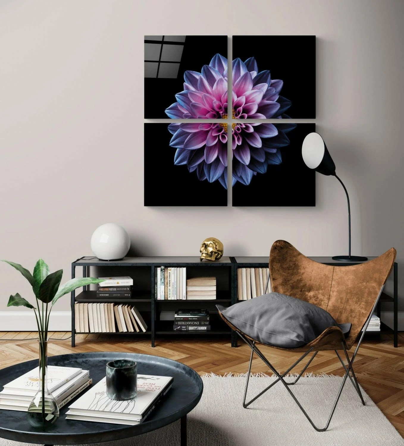 Purple Chrysanthemum Quadro Glass Wall Art - Image 3
