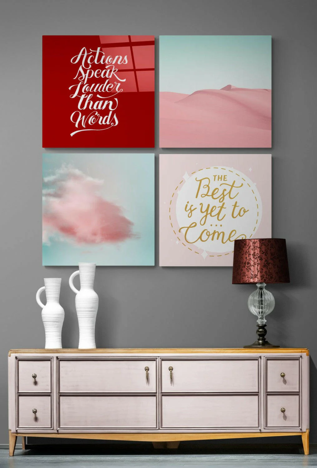 Pink Desert Quadro Glass Wall Art - Image 2