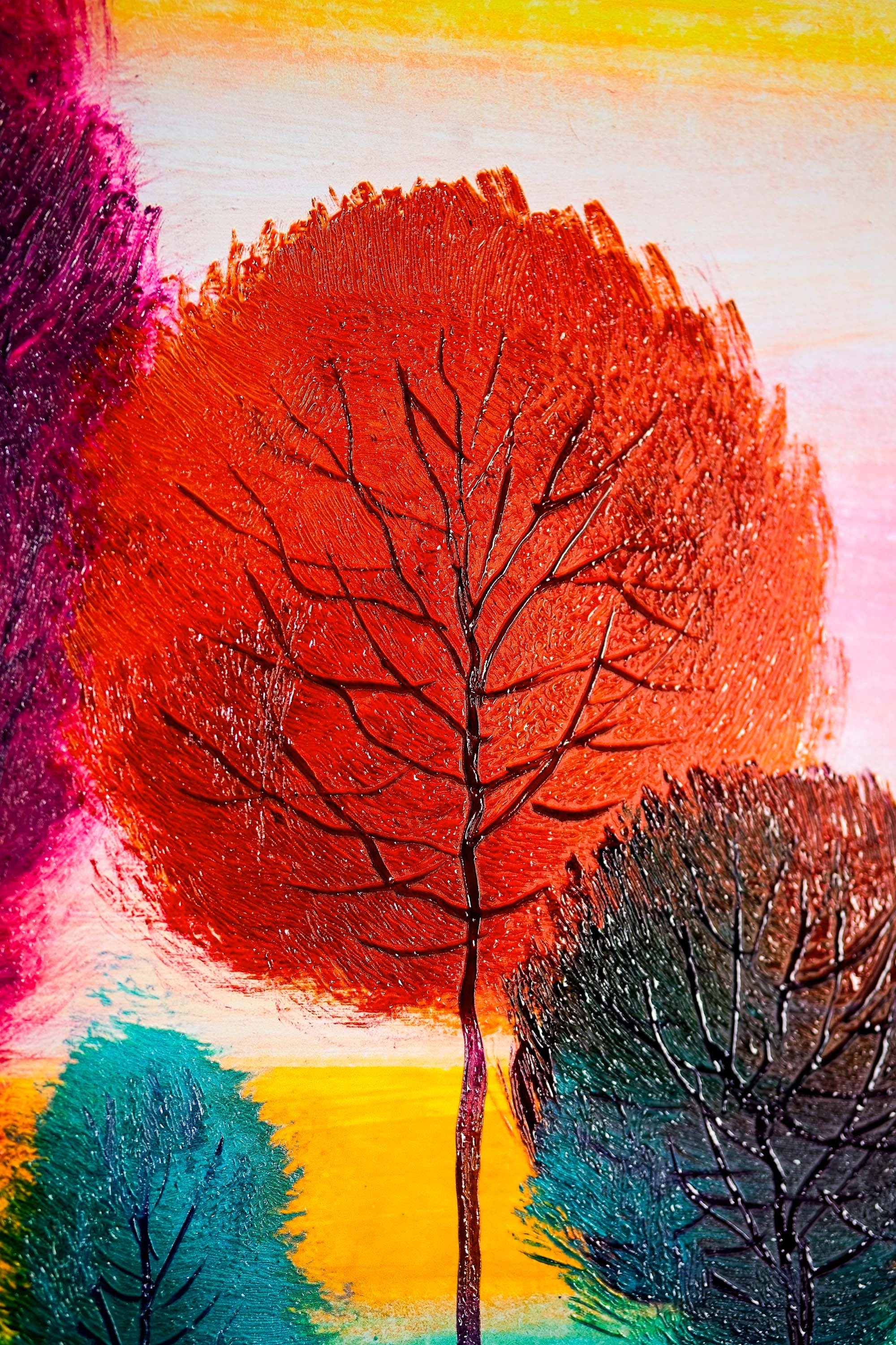 Radiant Chromatic Grove — 3D Haptic Embossed High-Gloss Luxury Wall Art - Image 5