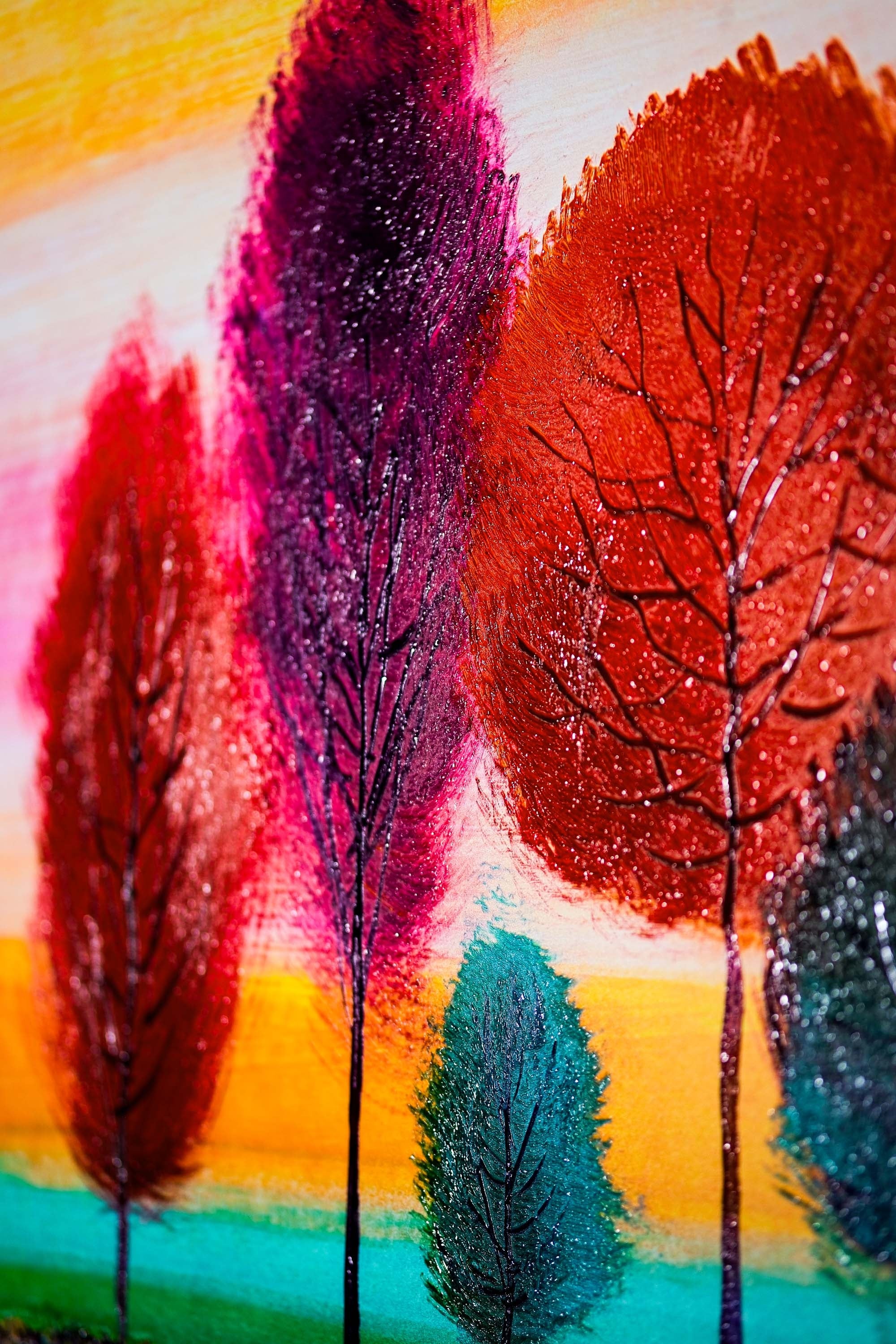 Radiant Chromatic Grove — 3D Haptic Embossed High-Gloss Luxury Wall Art - Image 7