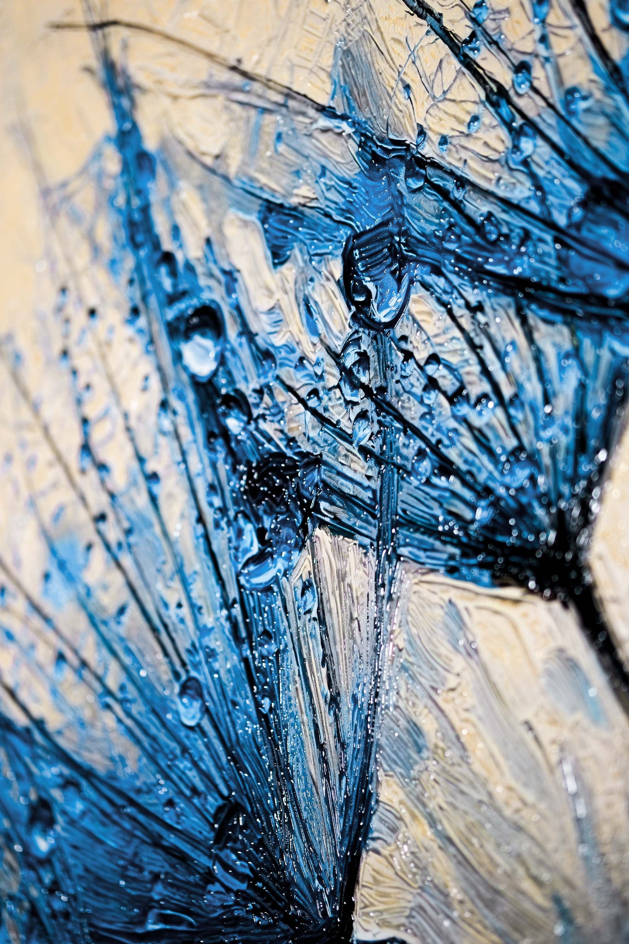 Sapphire Dew Dandelion — 3D Haptic Embossed High-Gloss Luxury Wall Art - Image 3