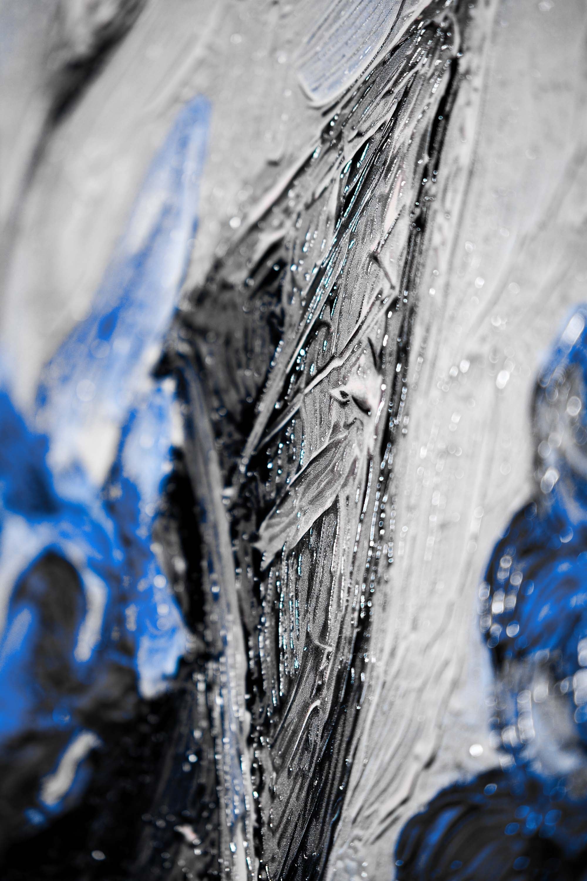 Sapphire Flora Relief — 3D Haptic Embossed High-Gloss Luxury Wall Art - Image 3