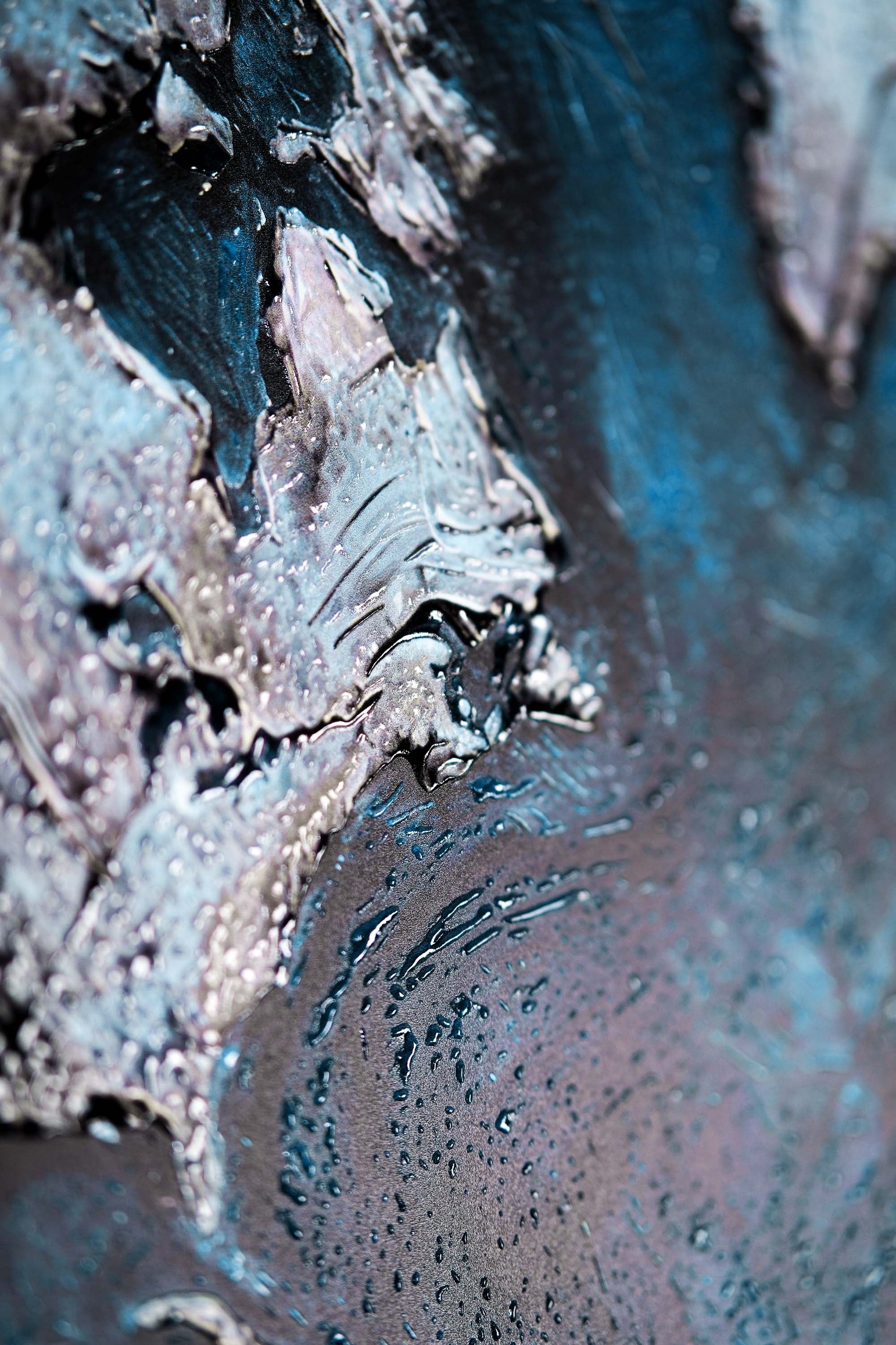 Sapphire Metallic Atlas — 3D Haptic Embossed High-Gloss Luxury Wall Art - Image 2