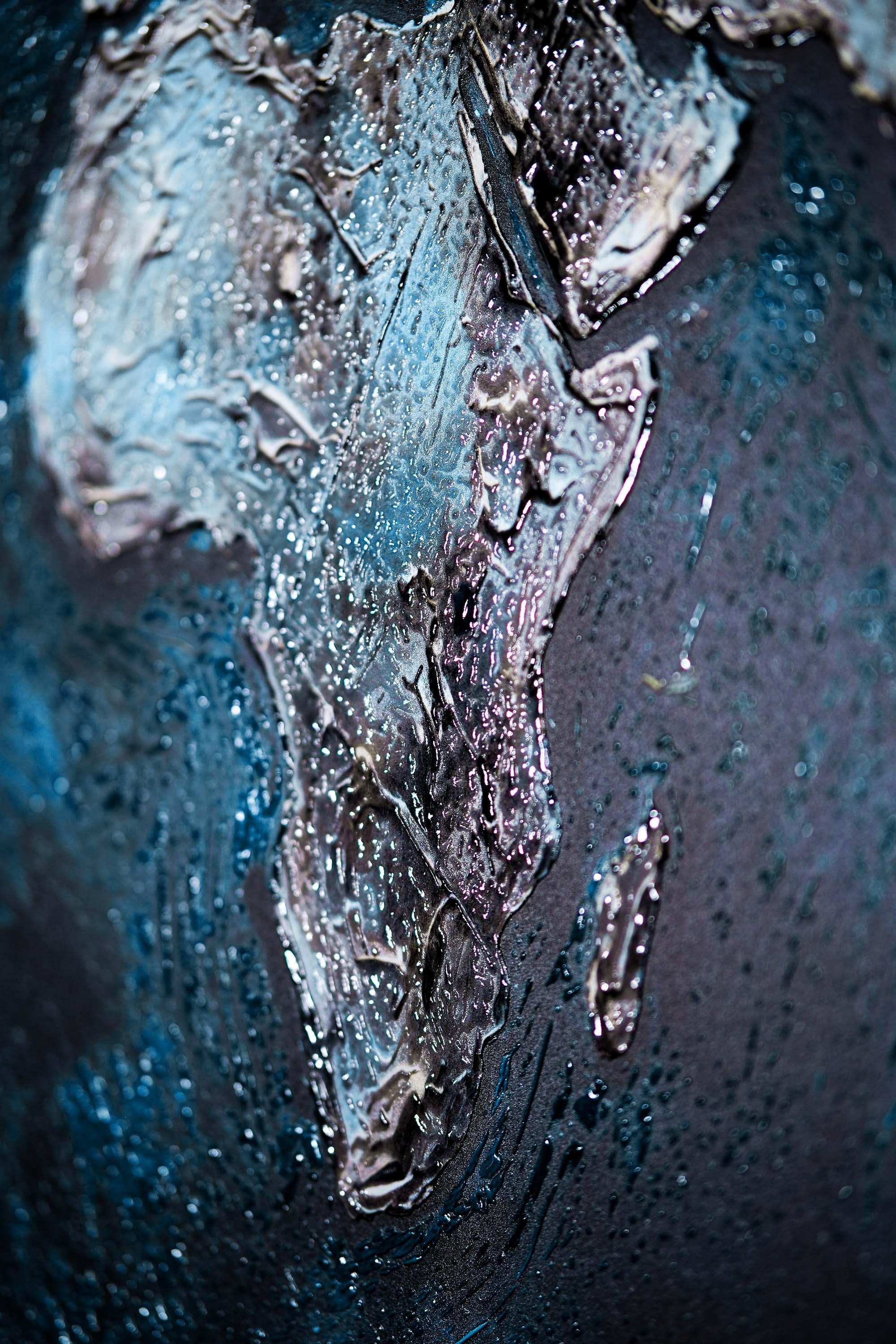 Sapphire Metallic Atlas — 3D Haptic Embossed High-Gloss Luxury Wall Art - Image 3