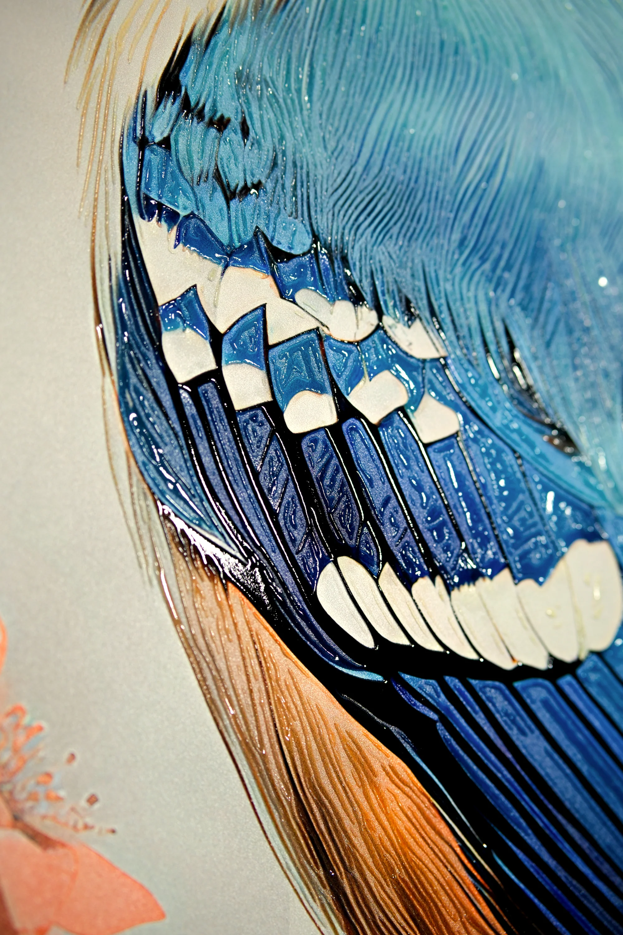 Sapphire Songbird — Haptic 3D Embossed + High-Gloss Lacquer Print - Image 3