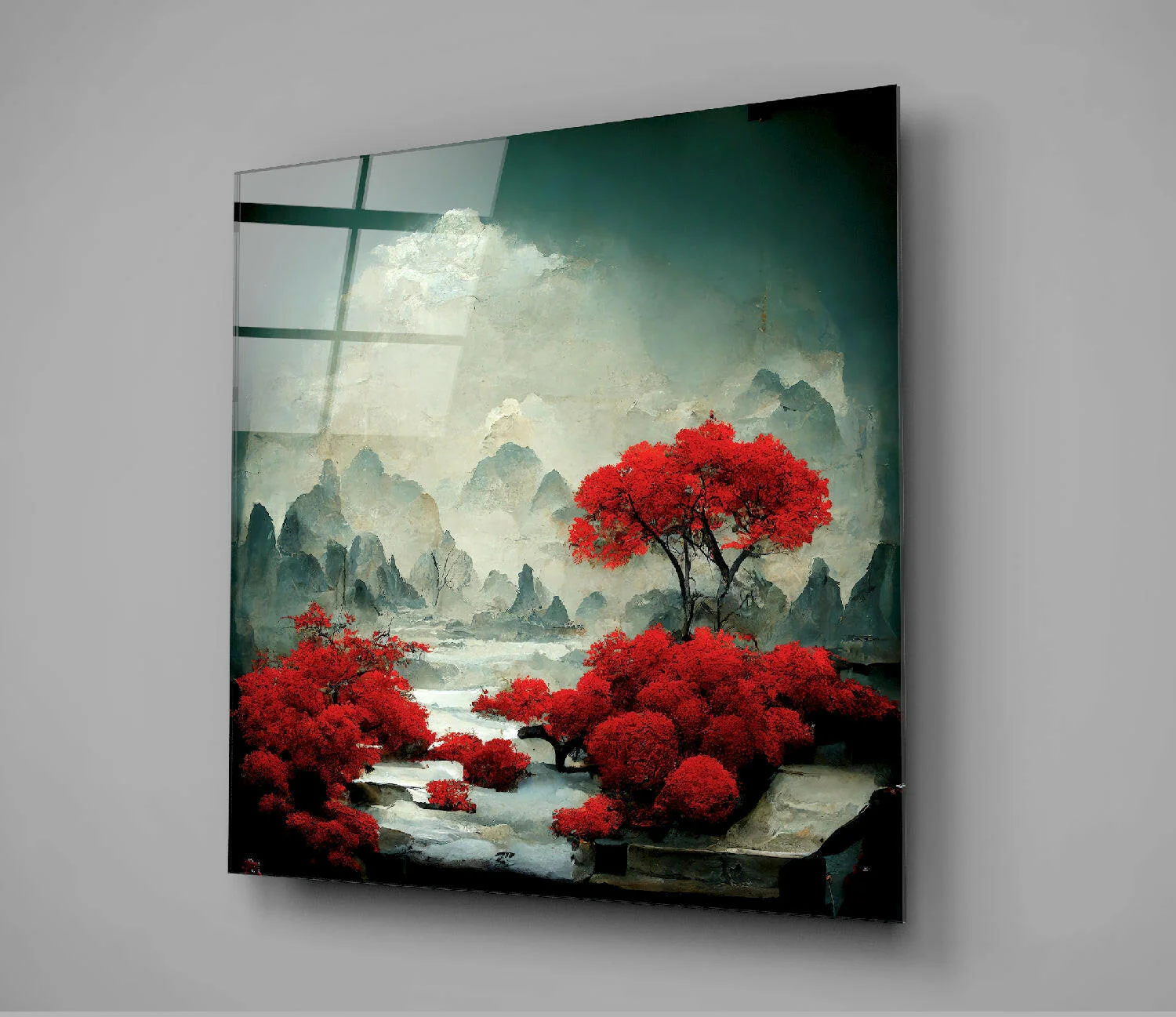 Red Forest Glass Wall Art || Designer Collection - Image 3
